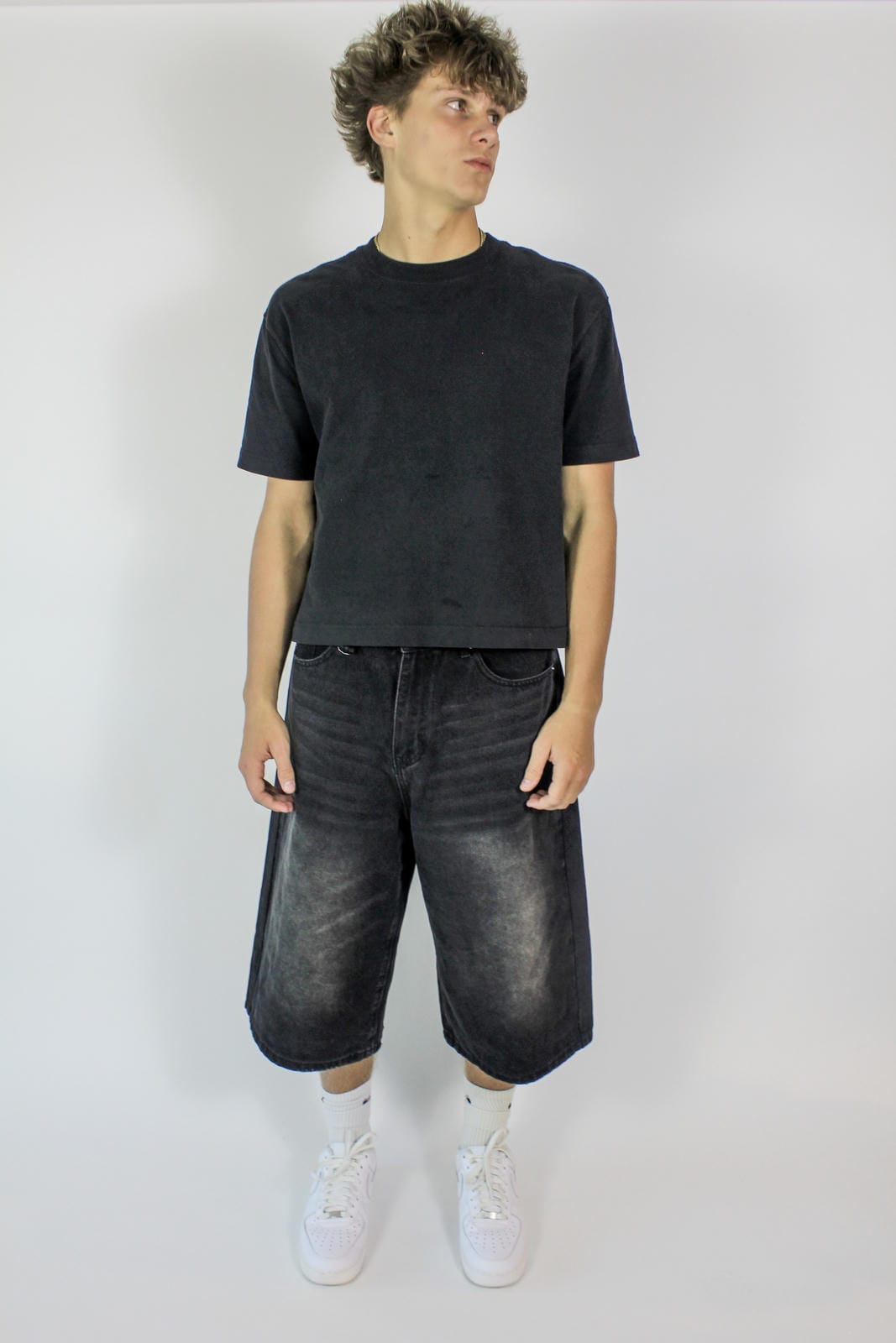 Stone Wash Long Jorts